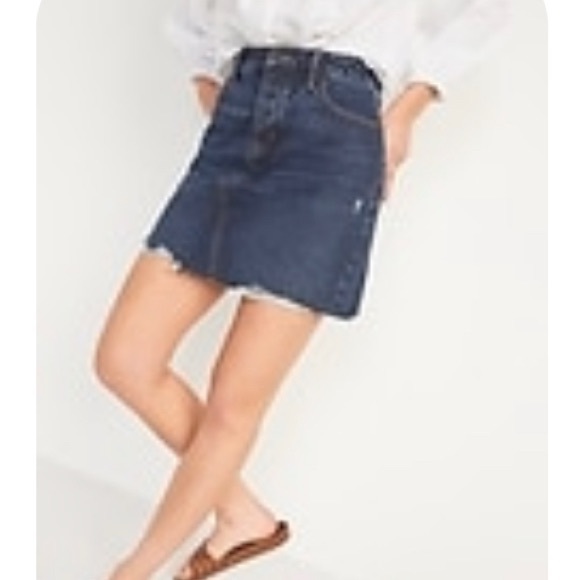 High-Waisted Button Fly Jean Skirt -NWOT - Picture 2 of 7